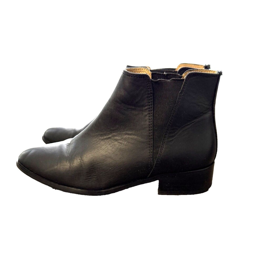 Nisolo Eva Everyday Leather Pull On Ankle Booties Women Sz 8.5 Black Chelsea